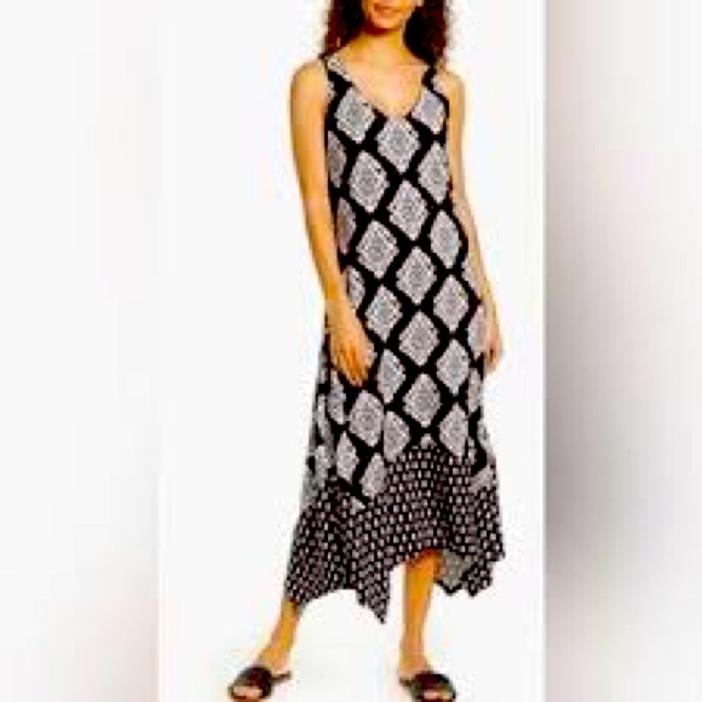 Tommy Bahama Women's Taj Tiles Maxi Dress, Black Sleeveless Asymmetrical size Lg - Picture 1 of 9